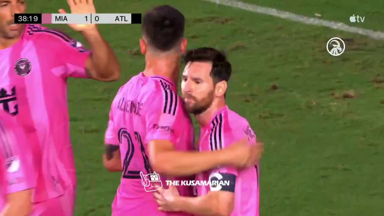The Argentine national team players celebrating Messi's goal.