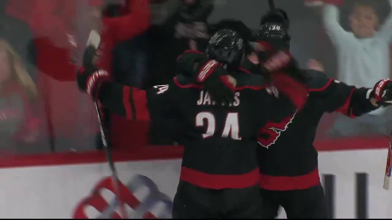 After the Flyers apparent OT winner was overturned for goalie interference, Seth Jarvis wins it for Carolina