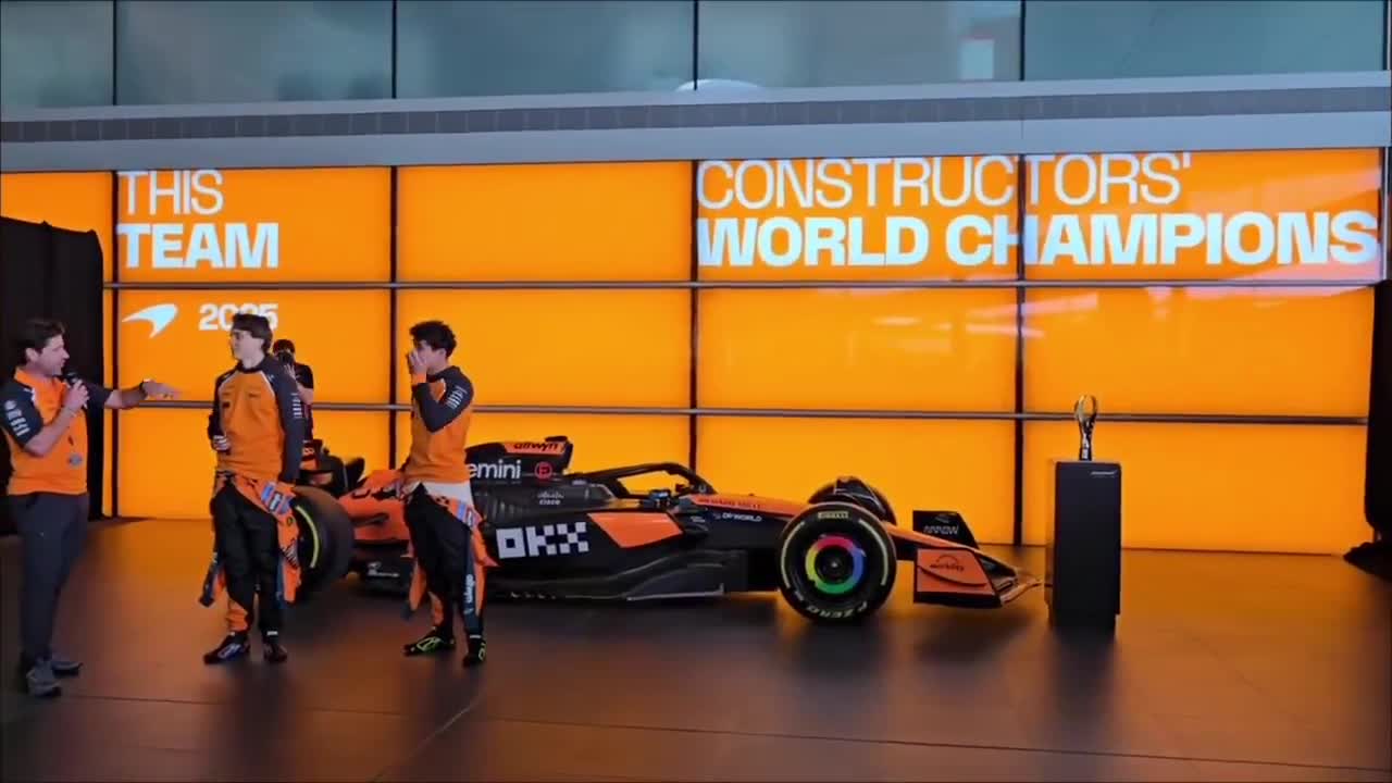 lando and oscar talking about the cars they were driving around the mtc