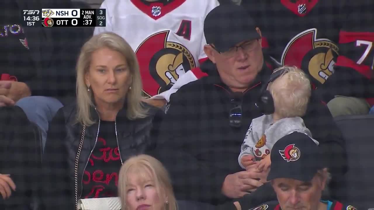 Grandpa Walt in the building to watch Brady Tkachuk play