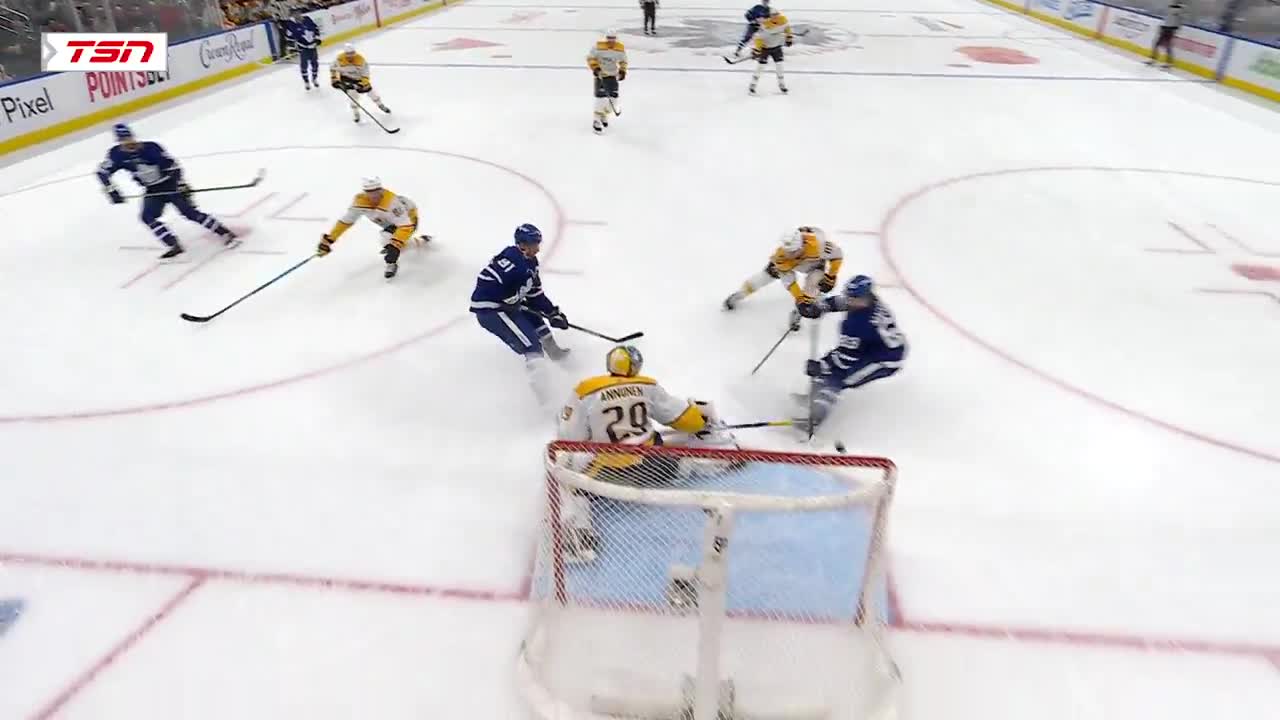 Nylander to OEL to the Predators Ozzy Wiesblatt with the nice redirection goal… for the wrong team