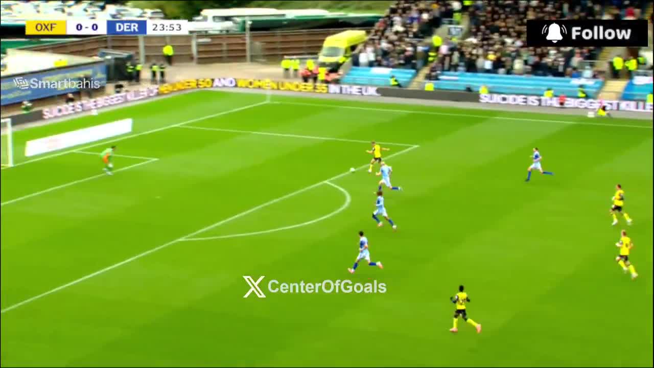 Oxford United 1 - 0 Derby County - Stanley Mills 25'