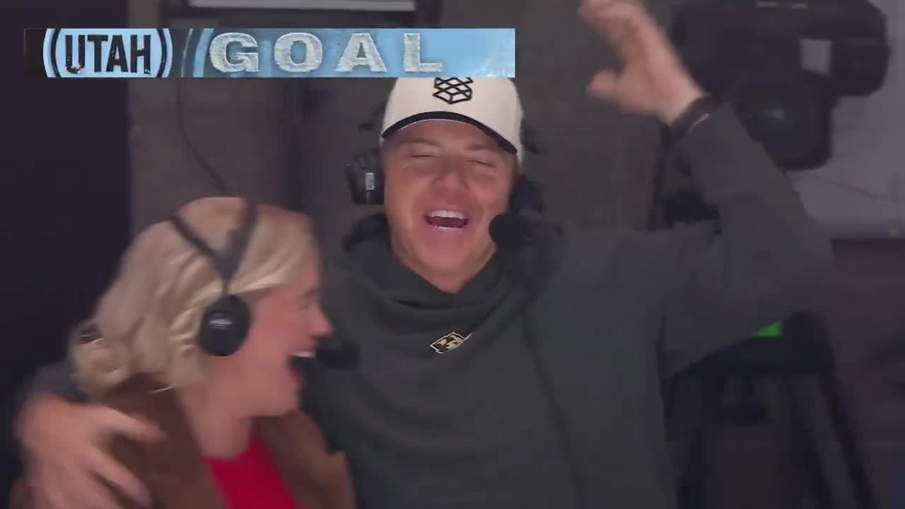 Utah almost scored while owner Ryan Smith was getting interviewed, but it shortly after got called back for goalie interference