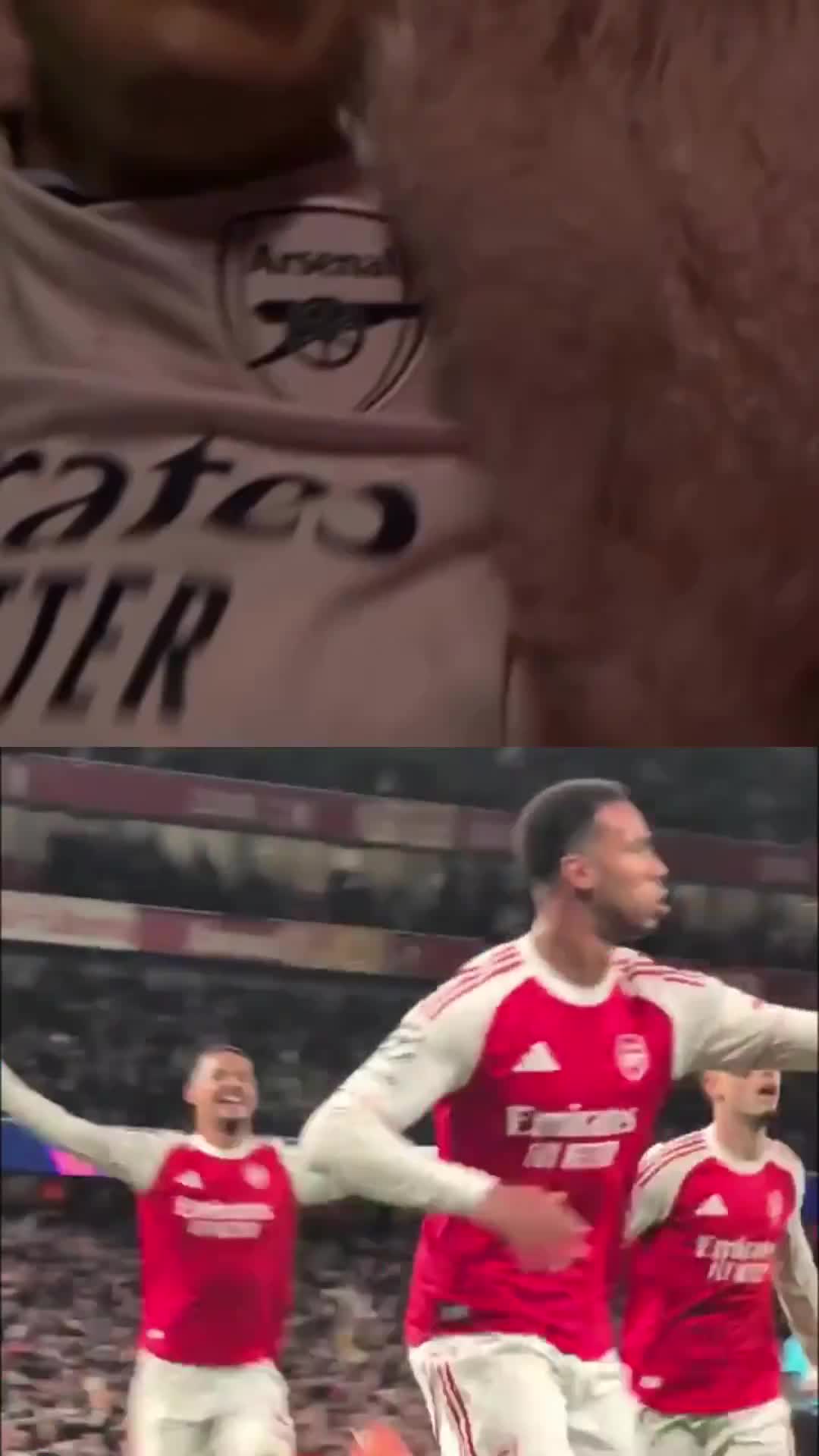 Gabriel’s wife, Gabrielle, reacting to his goal and assist against Atletico Madrid