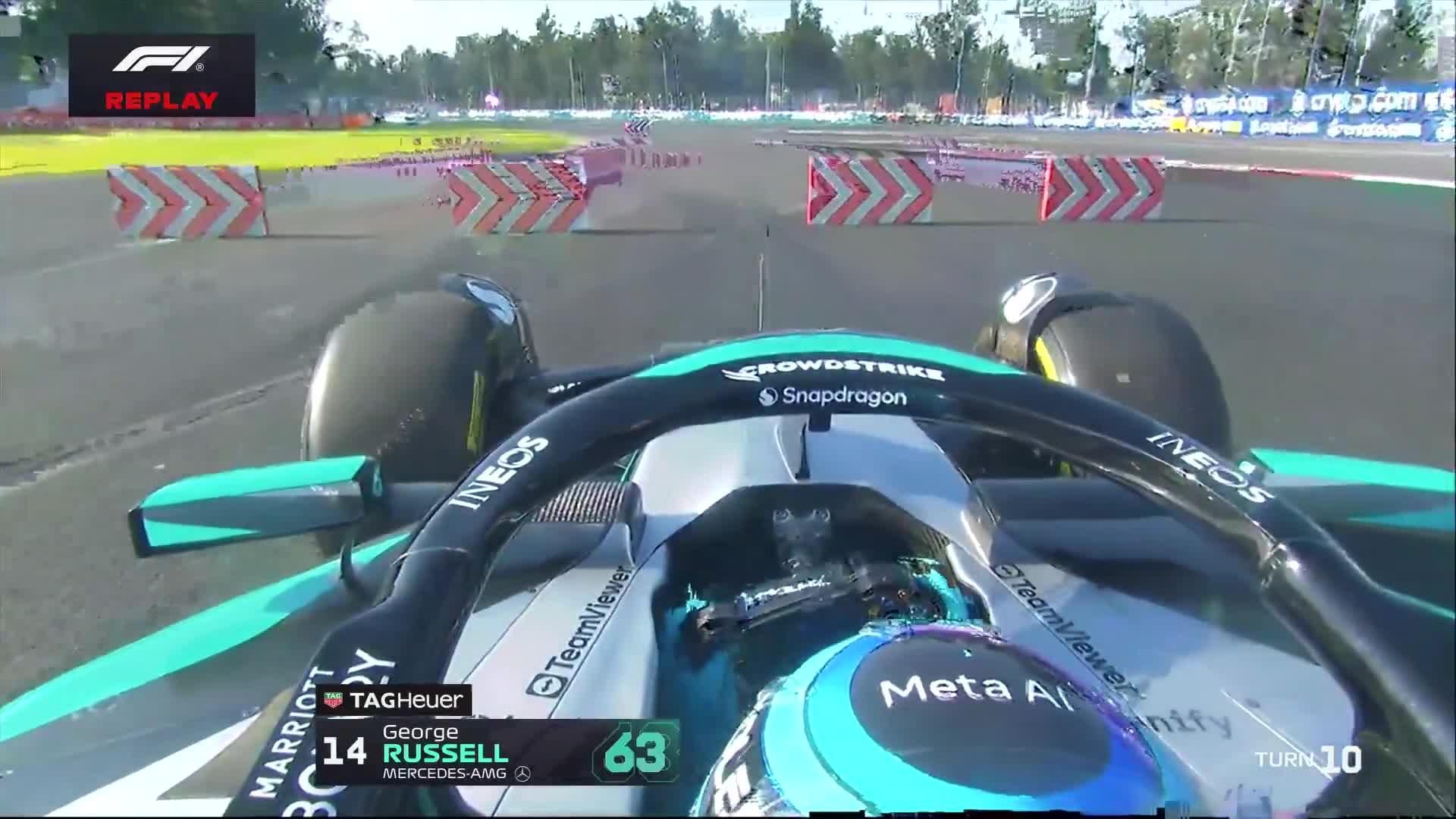 A couple of sizeable snaps for George Russell at Turn 10!
