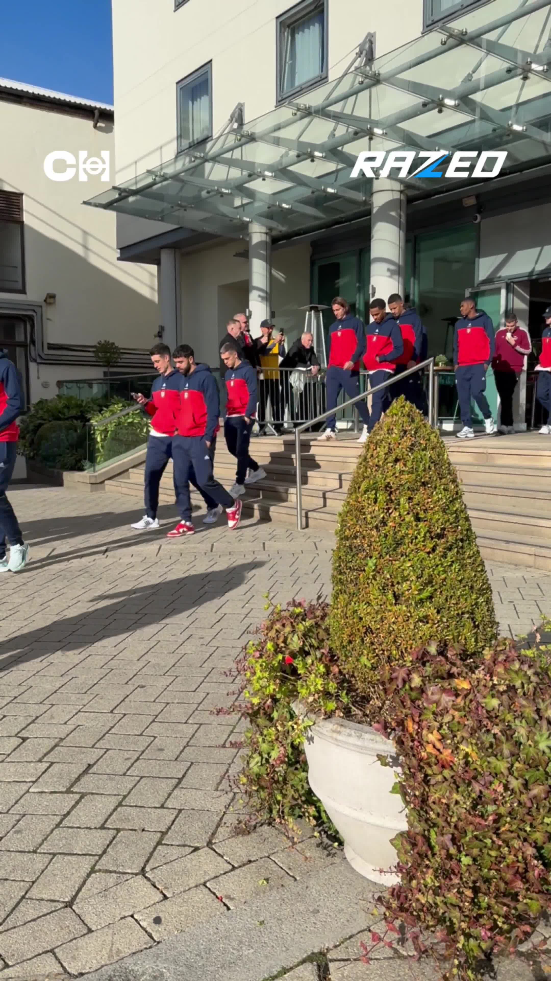The Arsenal squad go for their routine team walk pre-Crystal Palace this morning.
