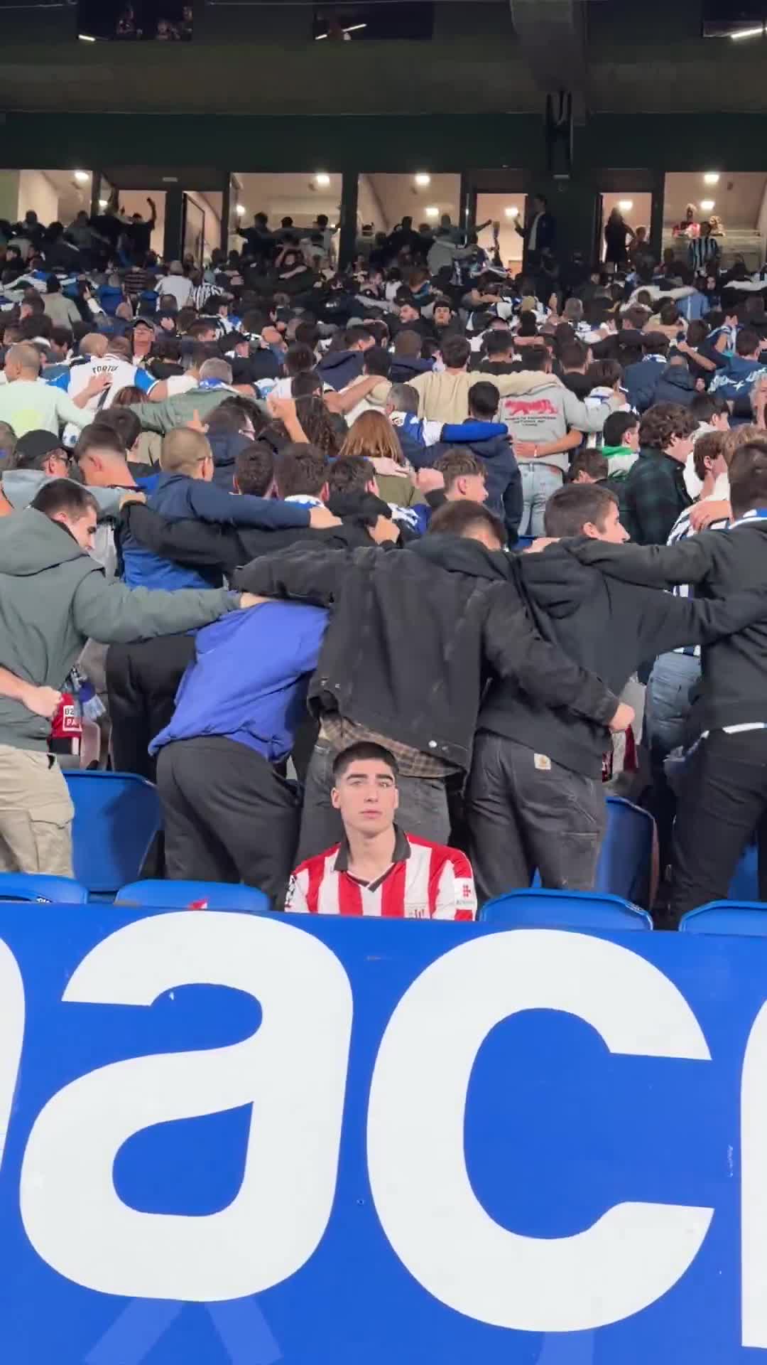 In the Basque Derby, two Athletic Club fans got caught up in the Real Sociedad celebrations
