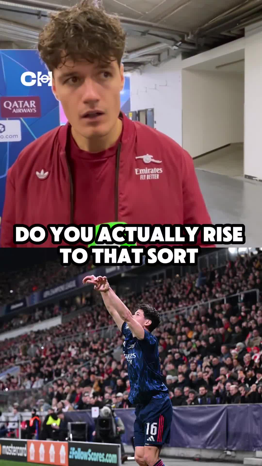 Christian Norgaard reacts to Arsenal’s win against Slavia Prague.