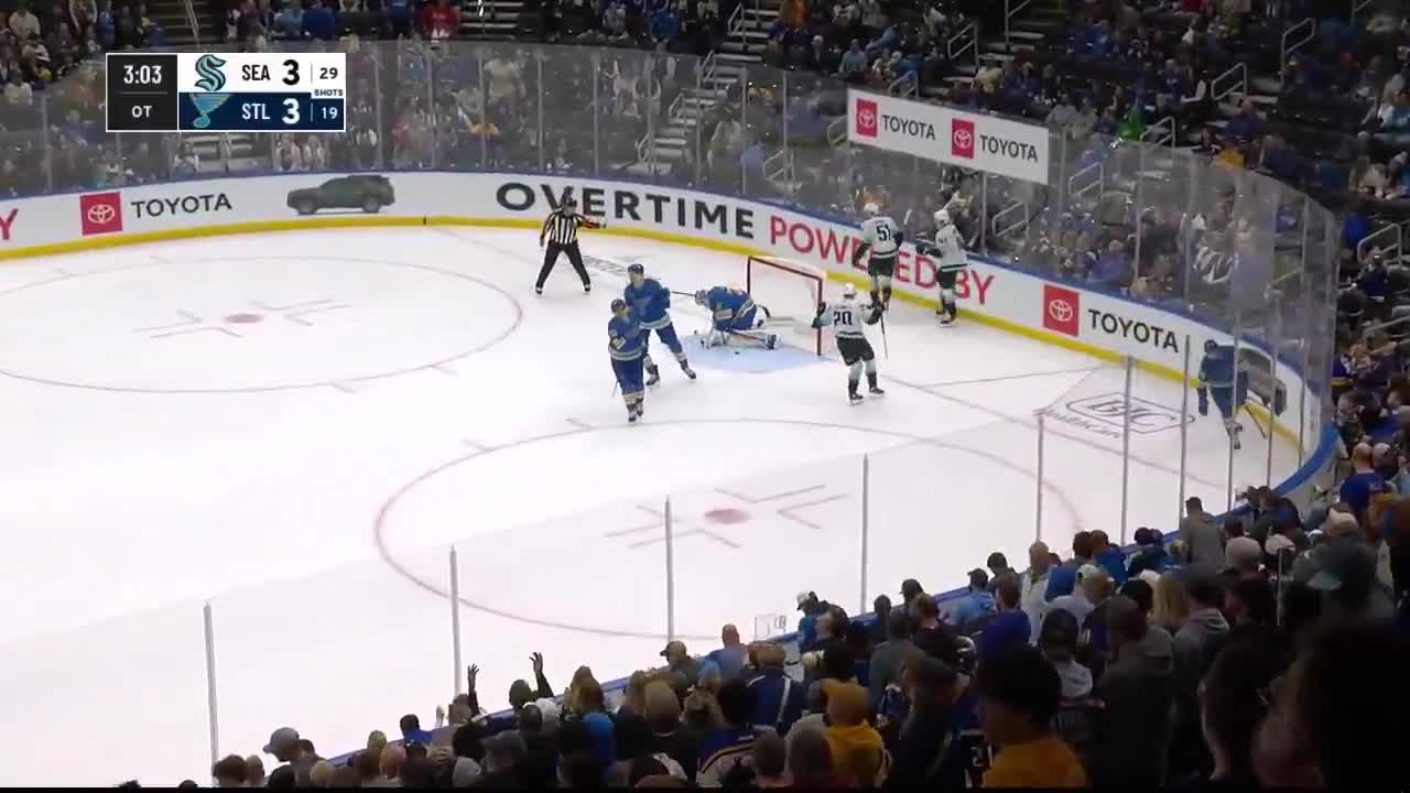 after tying it up with 0.5 seconds left, the kraken win it in ot off a wright goal