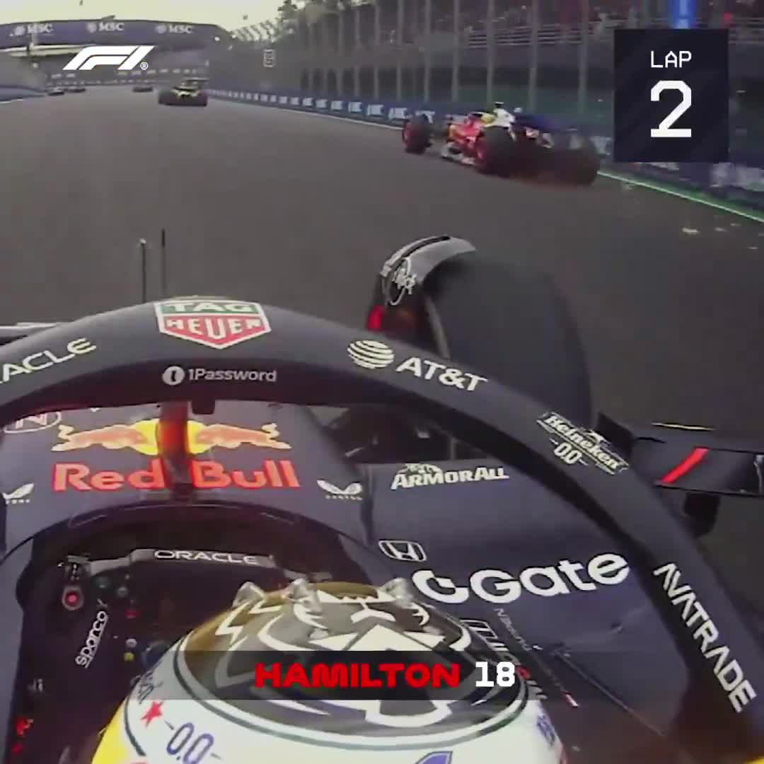 Max overtakes drivers one by one on his way to the podium.