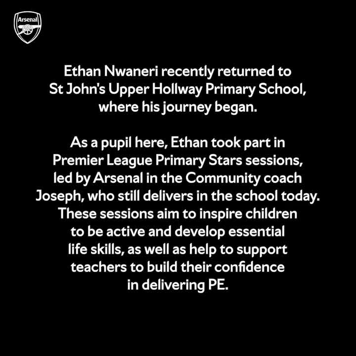 Ethan Nwaneri recently returned to his old primary school, where his footballing journey began