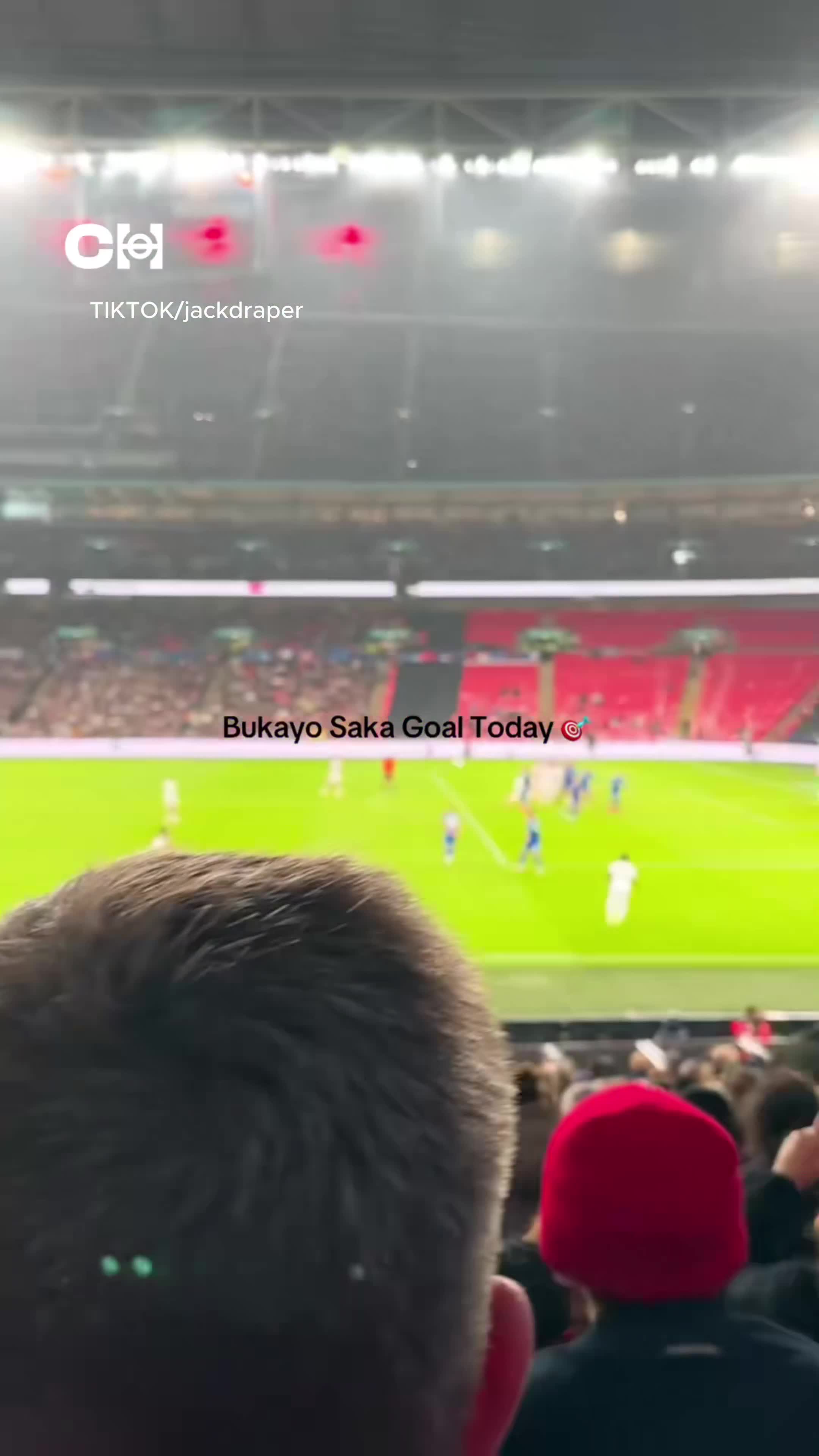 Bukayo Saka’s stunning volley for England from a stands-level angle