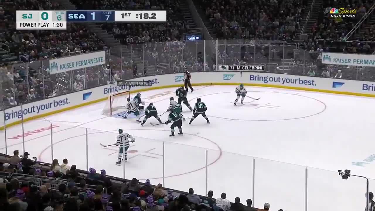 Great little backdoor feed here from Macklin Celebrini