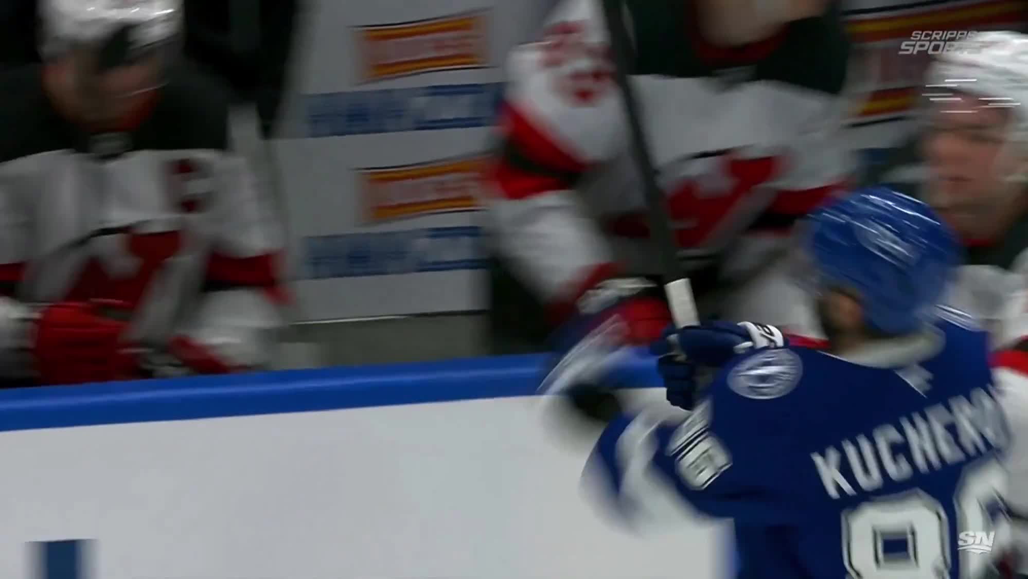 Simon Nemec knocked over Kucherov and Curtis Douglas went after him