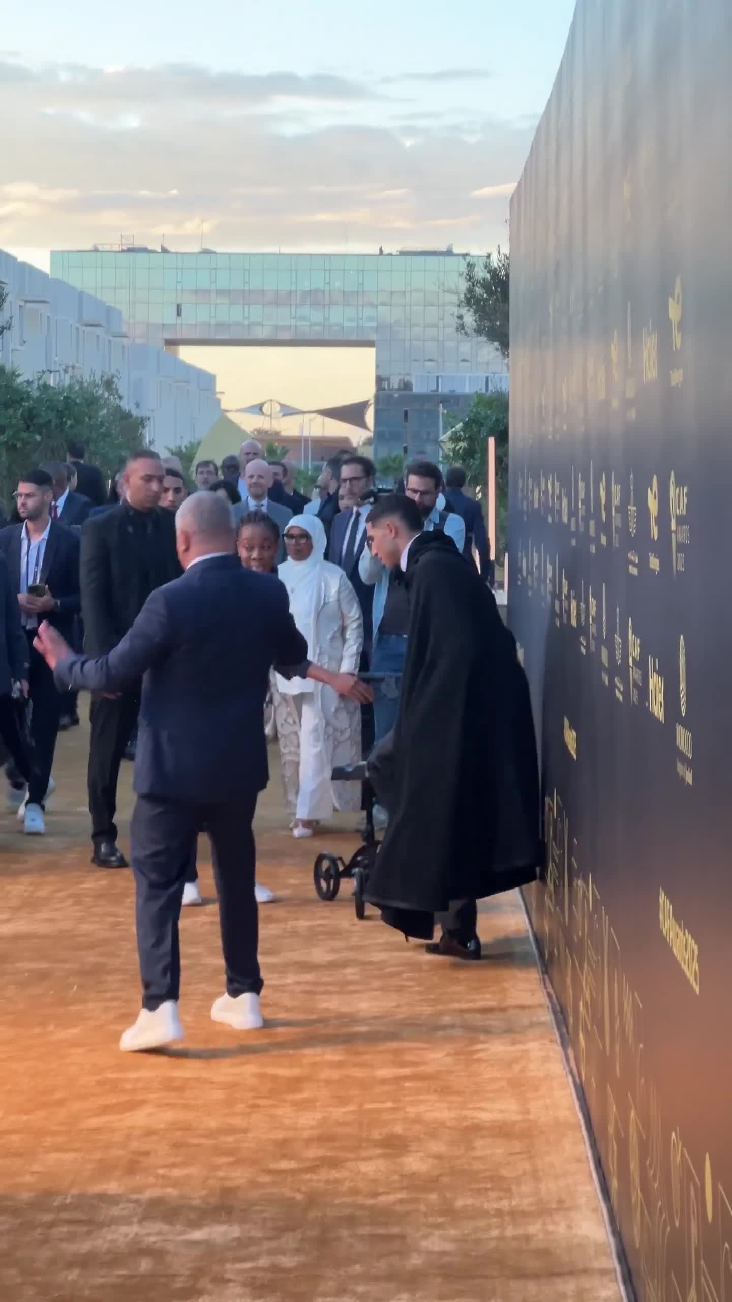 Achraf Hakimi pulled to the 2025 CAF Awards on a knee walker
