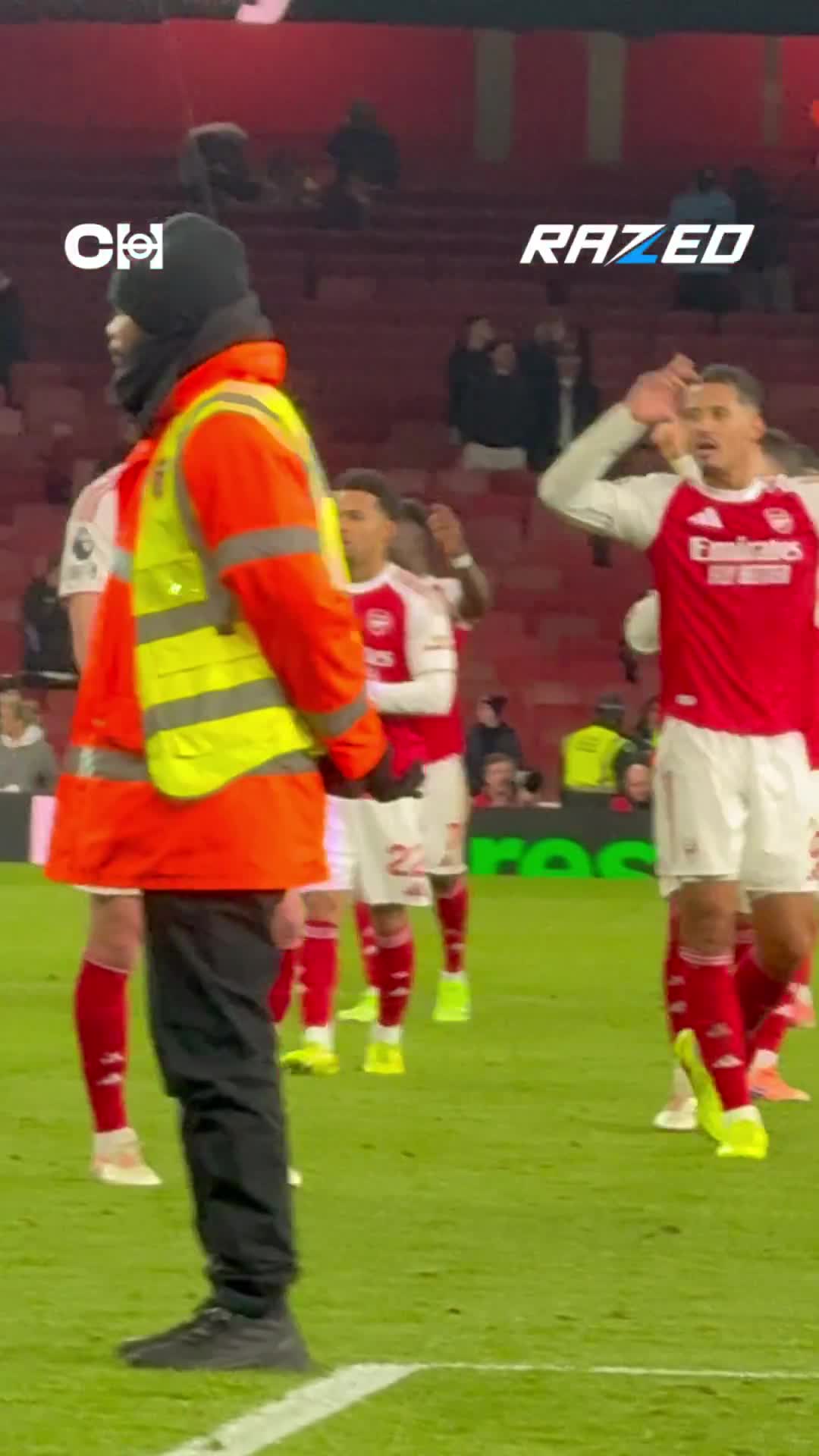 The Arsenal players were enjoying themselves in the post-match north London derby celebrations