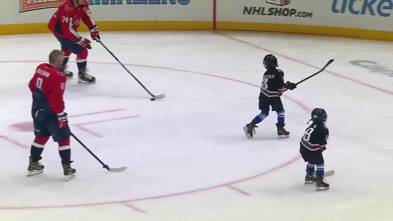 Ahead of his 900th goal celebration, Ovi brought out his two sons for warm ups