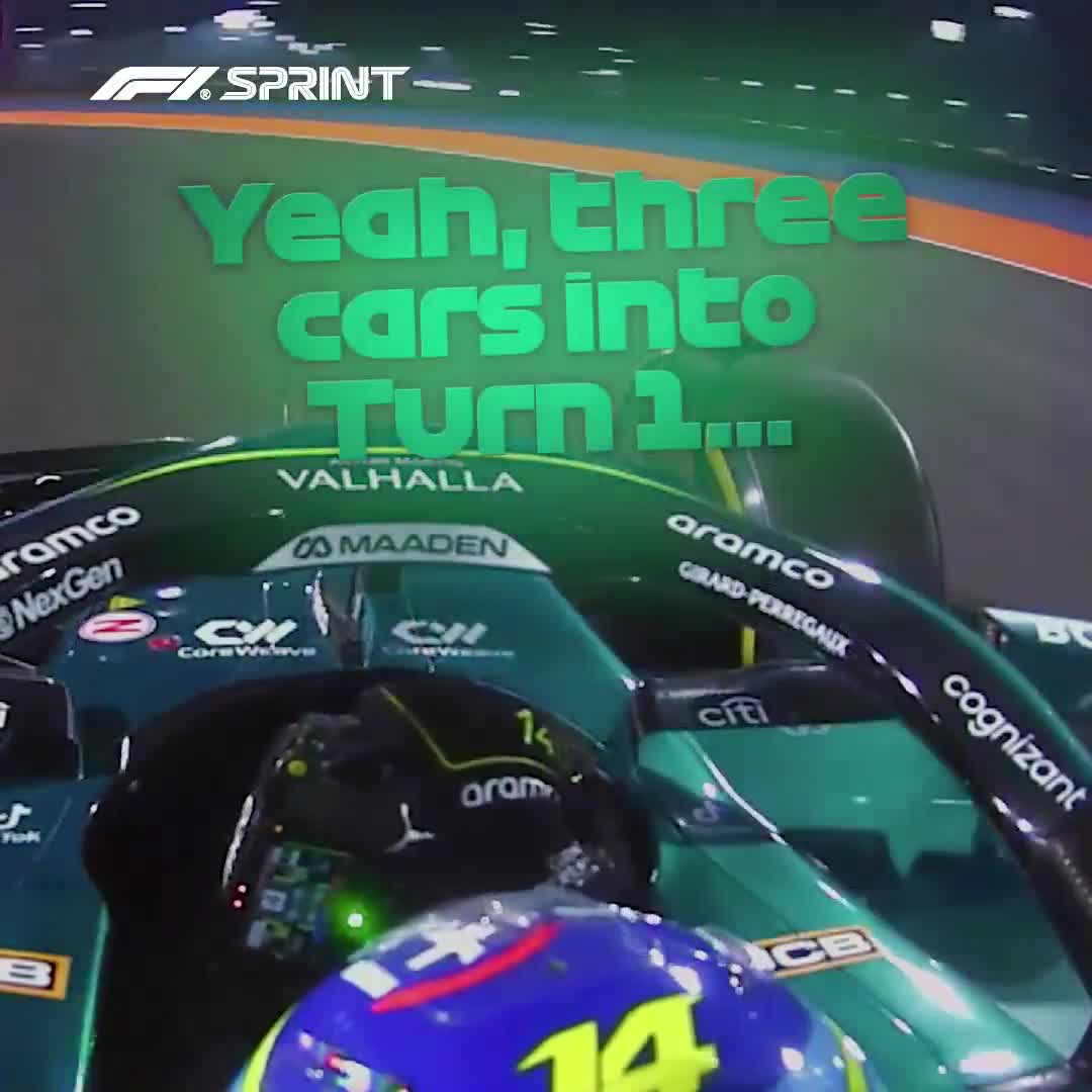 Fernando and Yuki patch things up in parc ferme after a tense moment on track