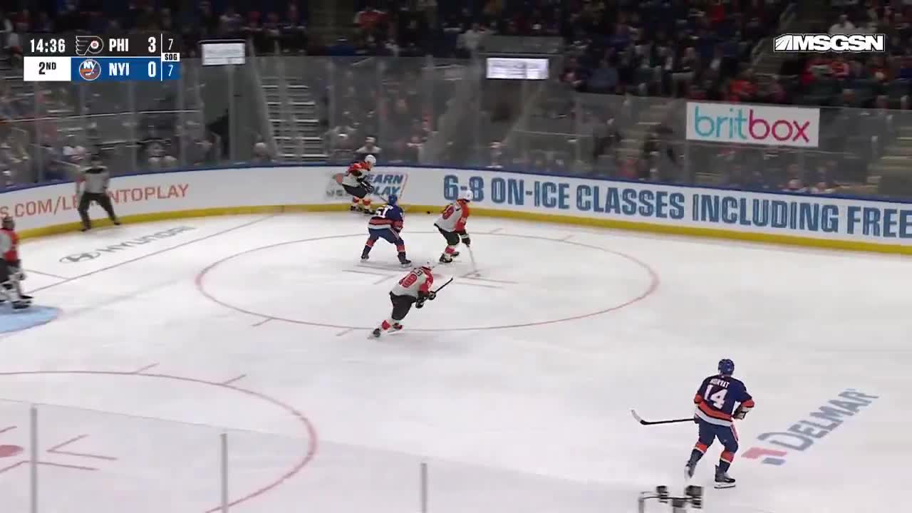 Kyle Palmieri after getting hurt on the boards, stole the puck while heading to the bench, got the assist and then went to the dressing room