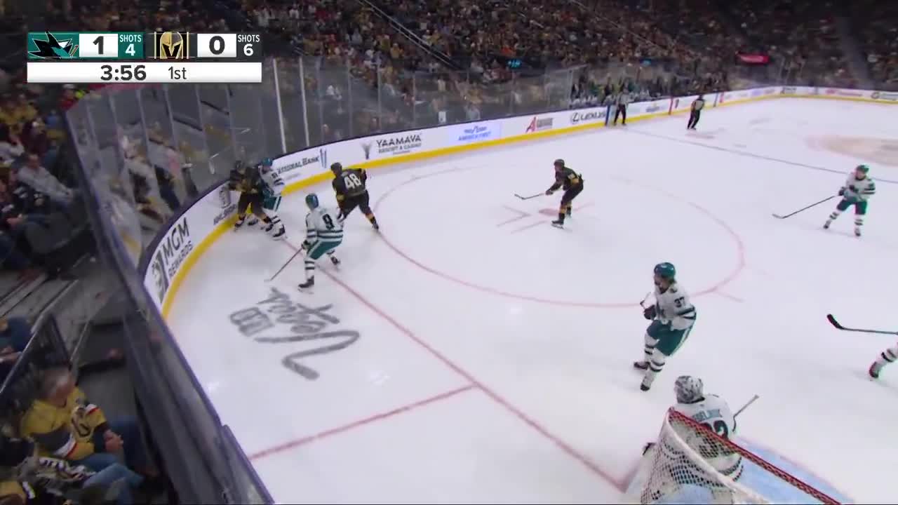 Hertl just sneaking past everyone to even it up