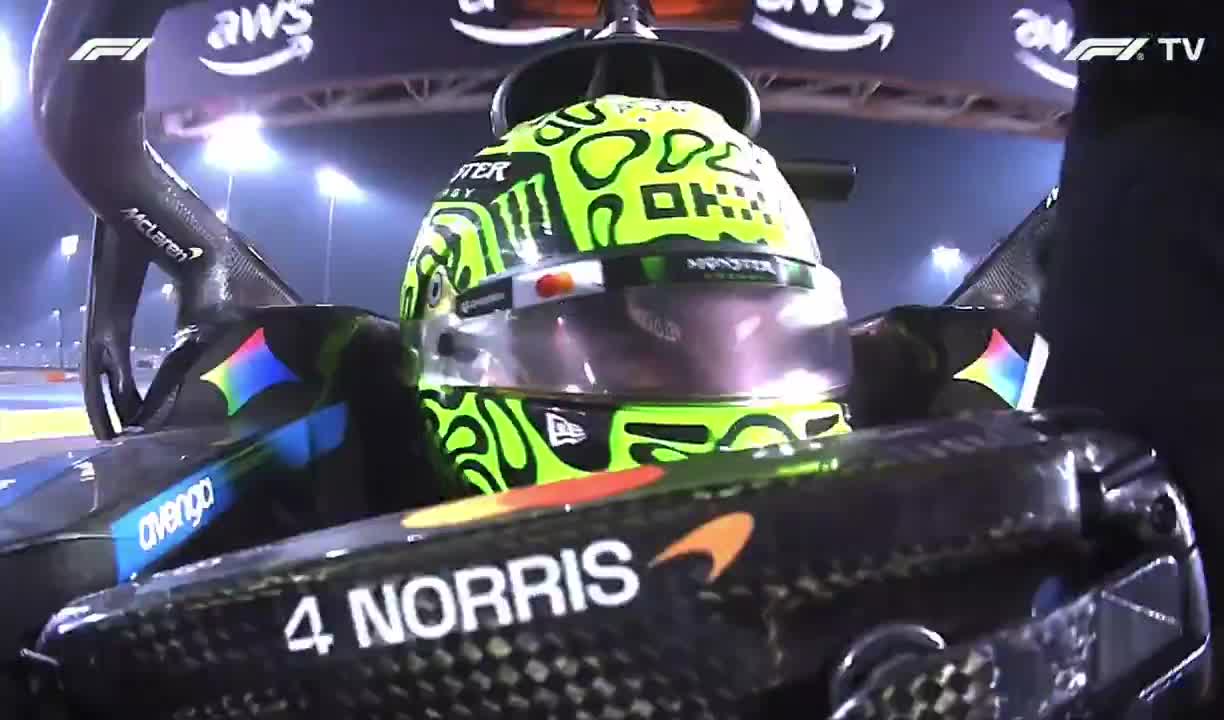 lando driving over to max to congratulate him