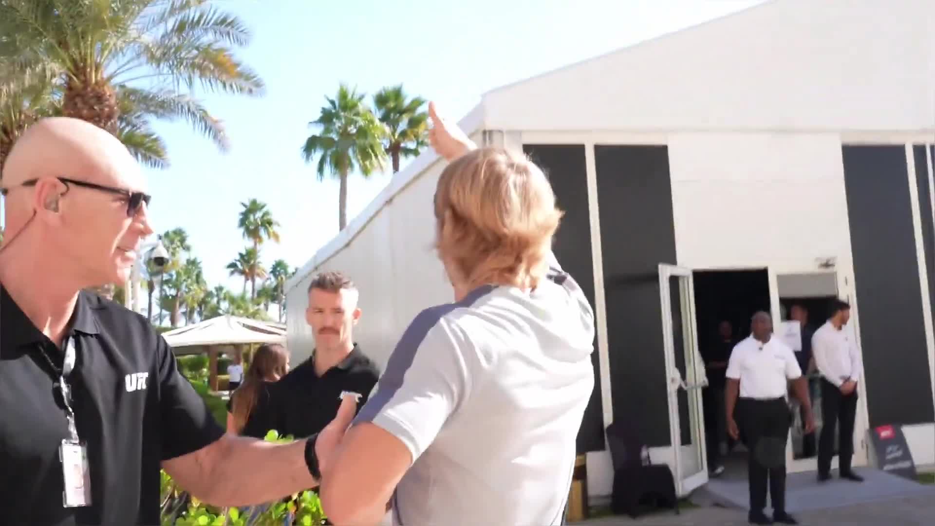 Ilia Topuria and Paddy Pimblett had to be held back by UFC security in Qatar