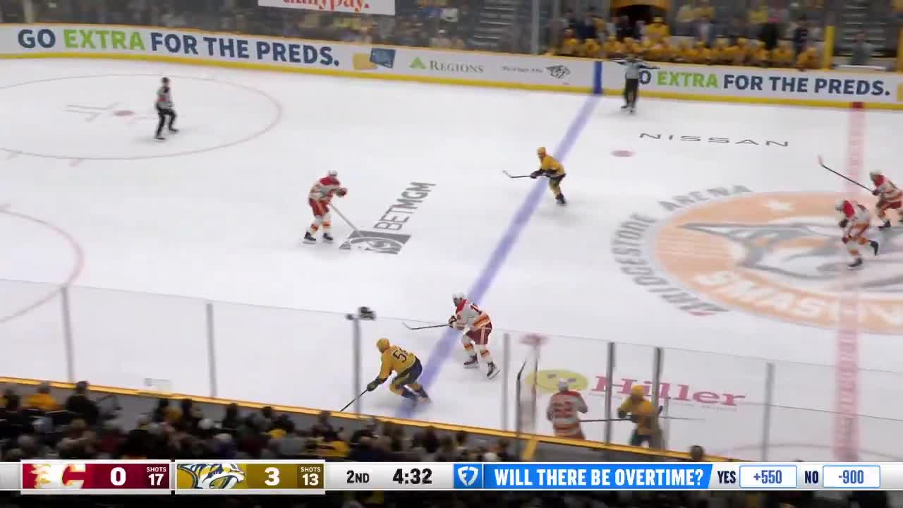 Ozzy Wiesblatt gets his first NHL goal against his hometown team and points to the sky for his brother passed away