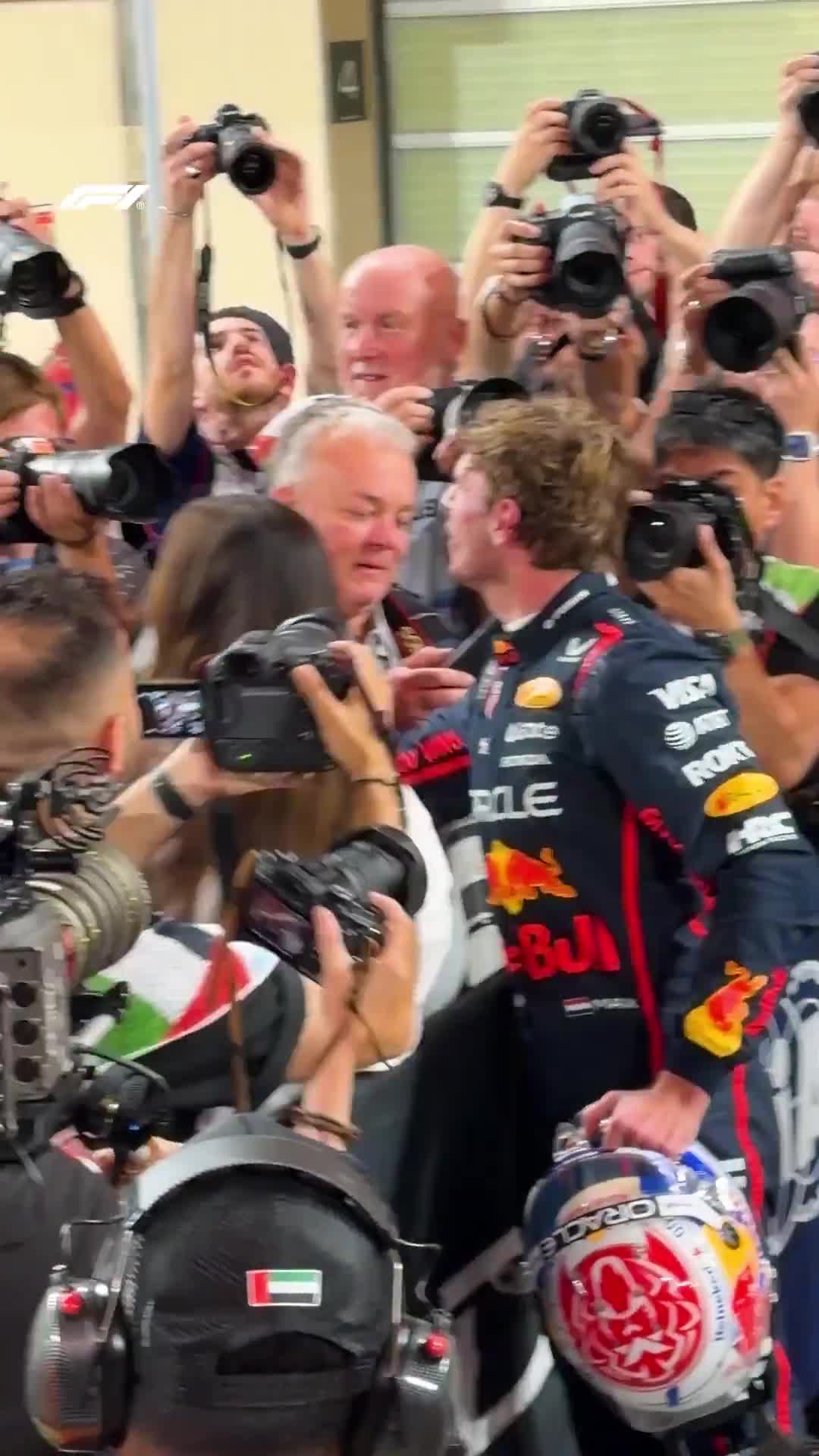 Well deserved hugs and congratulations from Team Verstappen