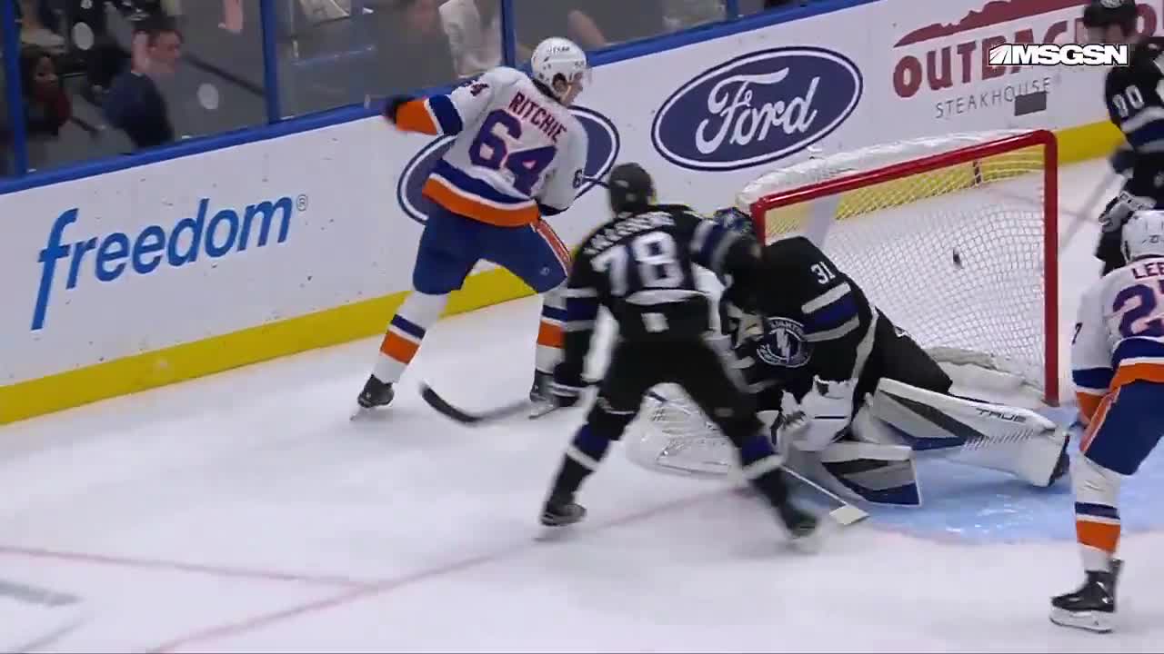 CAL RITCHIE GOES BETWEEN THE LEGS FROM BELOW THE GOAL-LINE AND SCORES