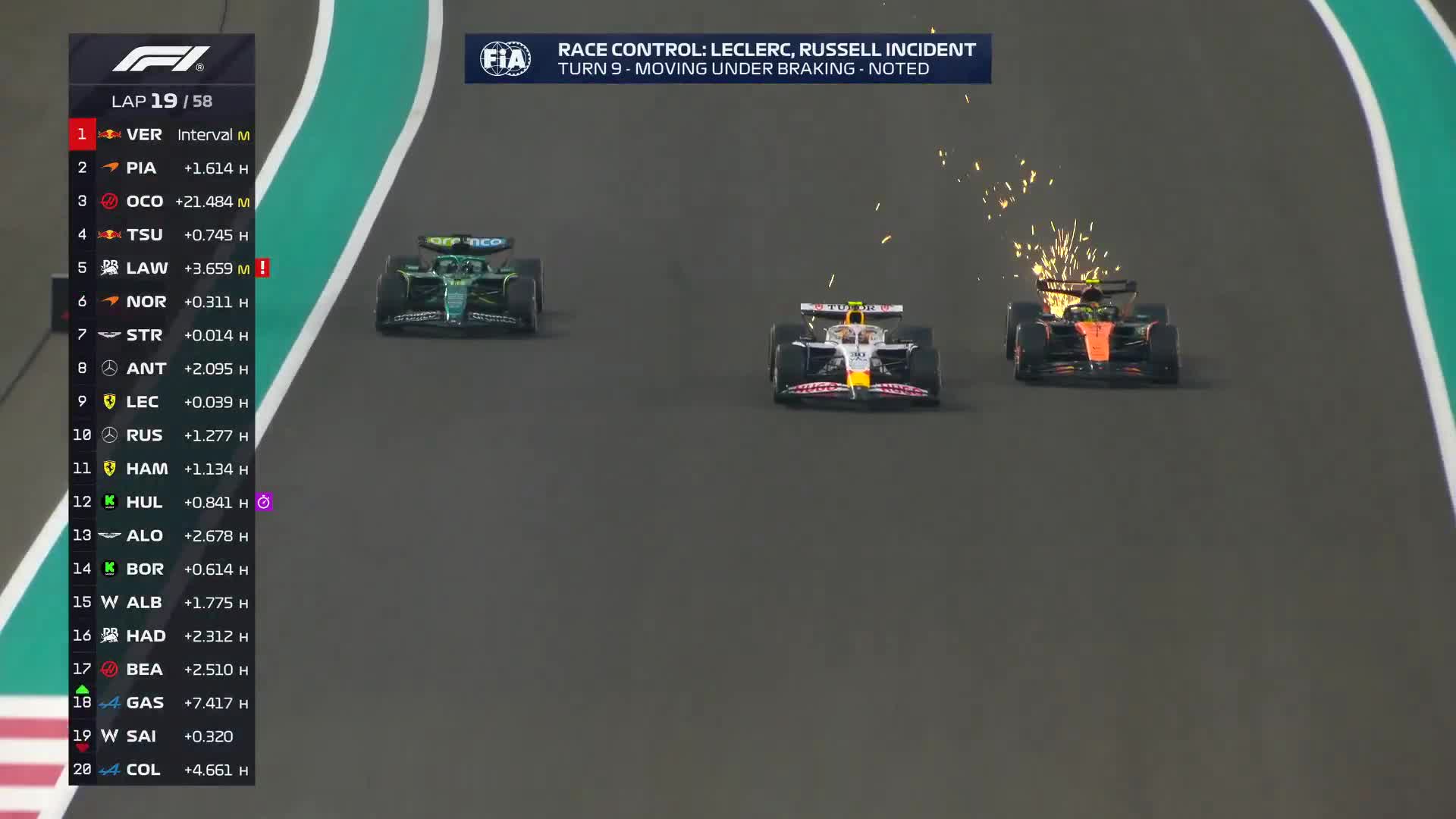 Two overtakes in one corner by Lando Norris