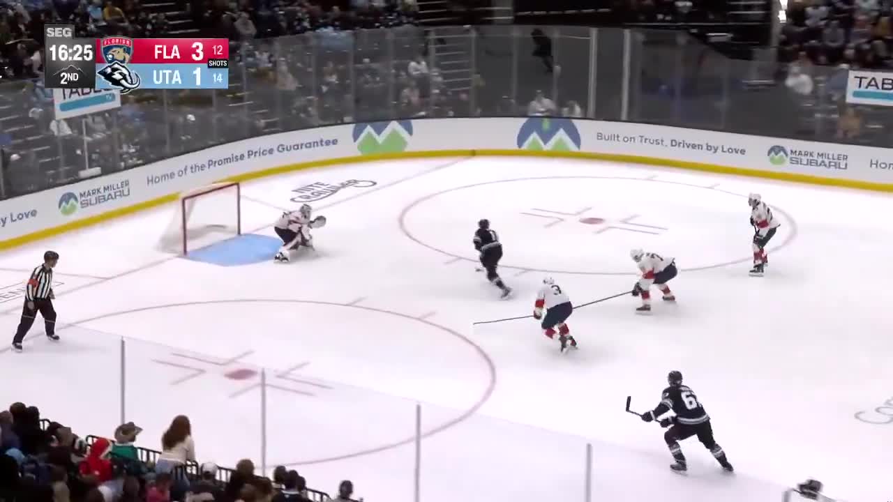 Mammoth get it up the ice QUICK and Guenther slips it in five hole