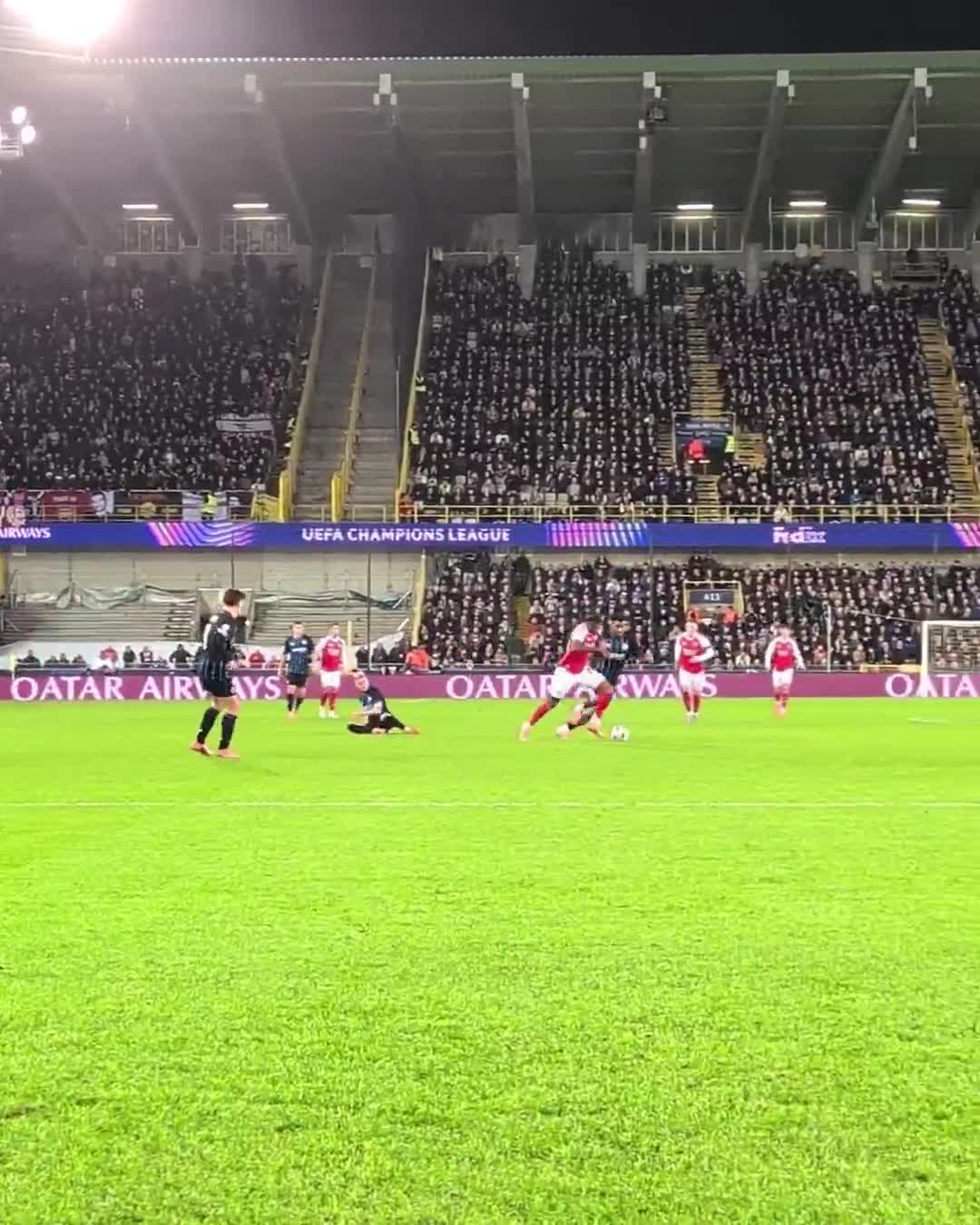 Pitch-side view of THAT Madueke strike