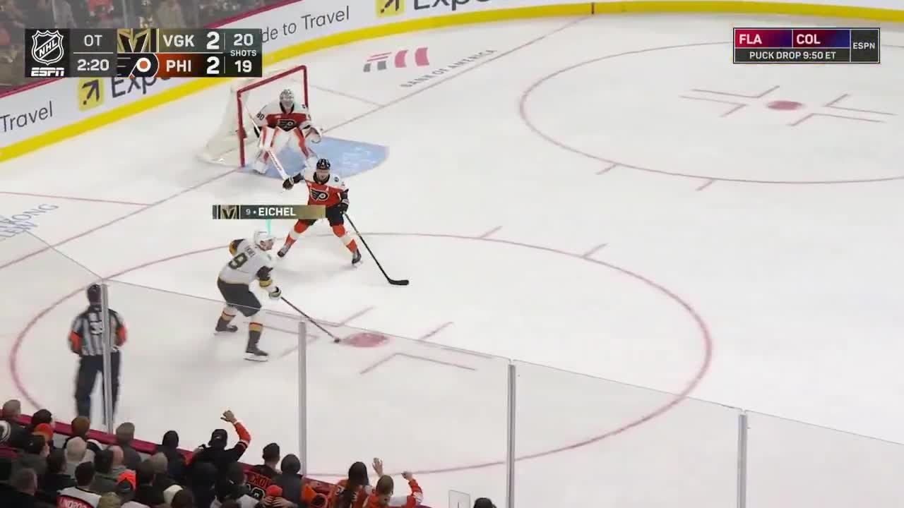 KONECNY FLUBS IT AND THEN EICHEL FINDS STONE TO WIN IT