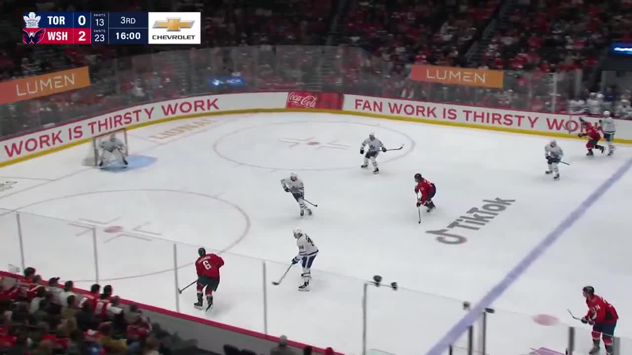 Chychrun has his FOURTEENTH goal of the season as a defenseman as the Leafs let him walk in alone