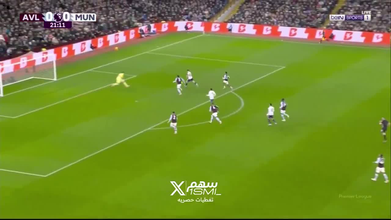 Šeško chance against Aston Villa