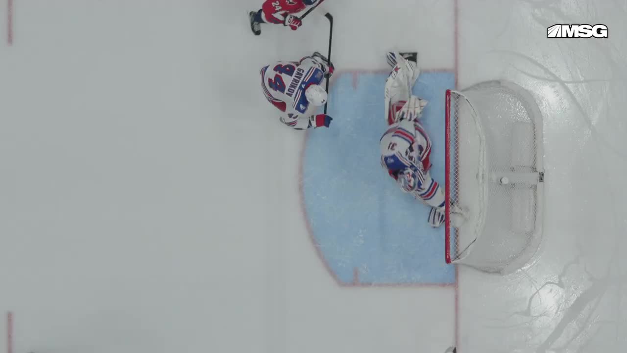 Shesterkin made an INSANE glove save except they determined it crossed the line so it counted as a goal