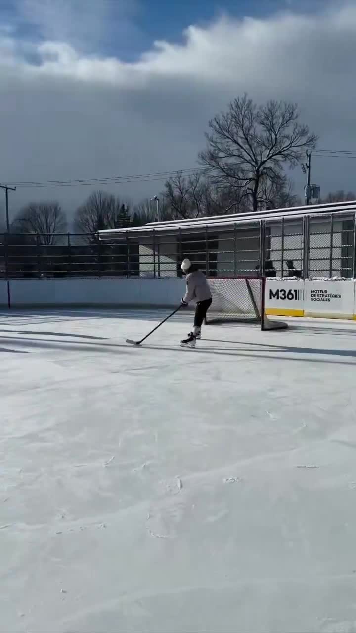 Ivan Demidov & Lane Hutson skating together at an outdoor rink in Montreal on Christmas Day