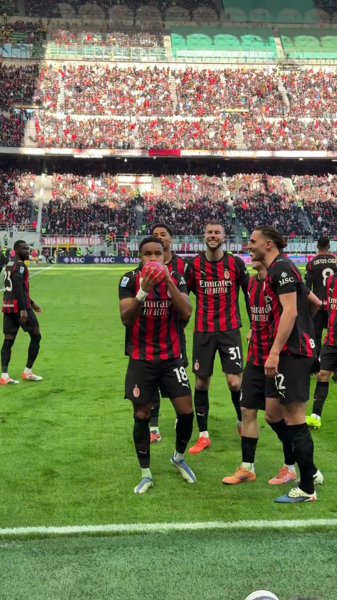 Nkunku celebrates his first goal in Serie A