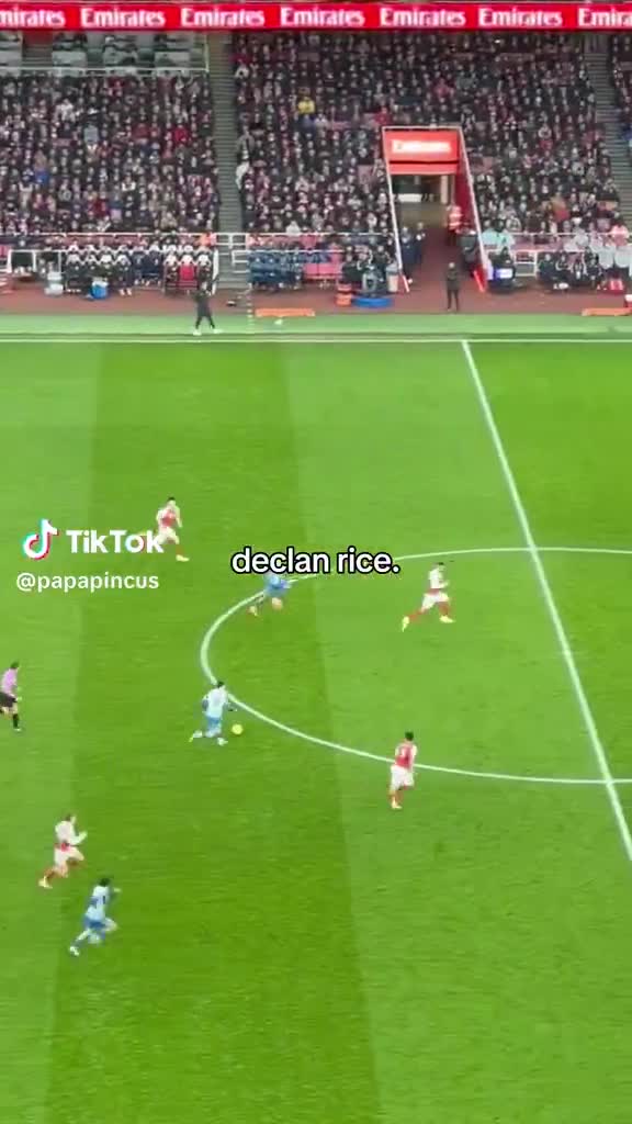 Great tackle from Declan Rice — fan angle from the stands.
