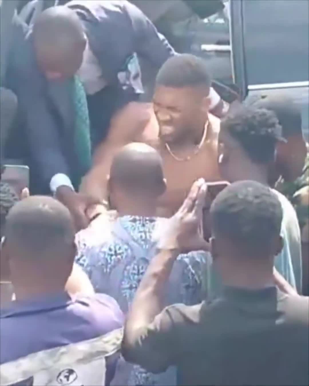 Video of Anthony Joshua being pulled out of a car after fatal car crash in Nigeria.