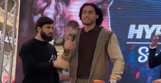 Arman Tsarukyan and Shara Bullet make a bet before their grappling match