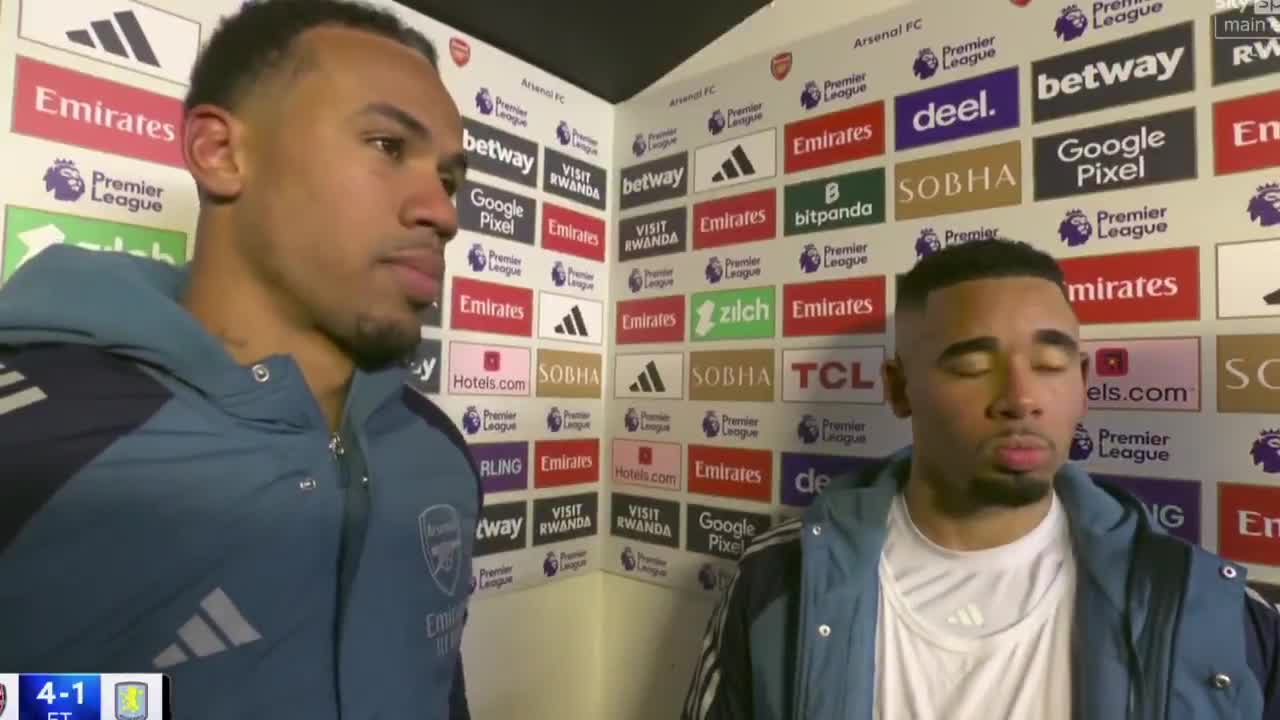 Jesus and Magalhães post match Villa