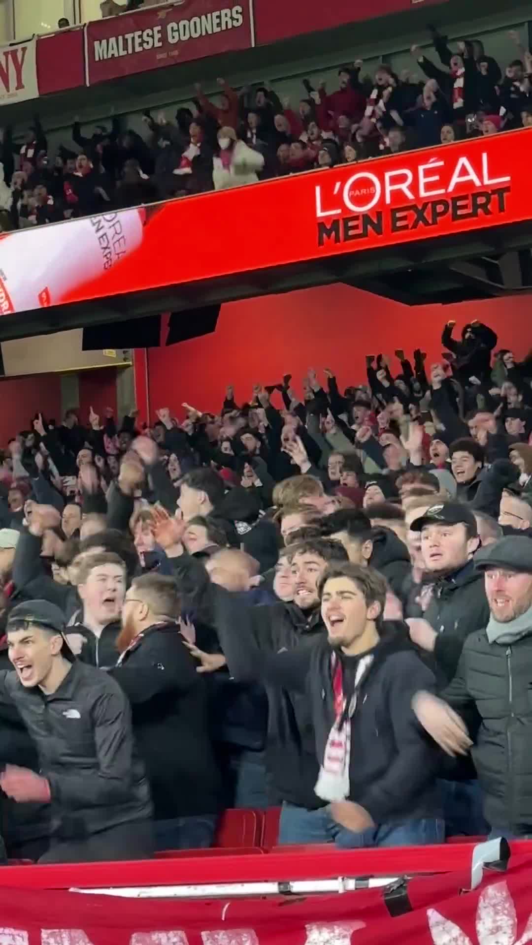 The Arsenal fans reacting to one of the Gunners’ goals in the Aston Villa win…