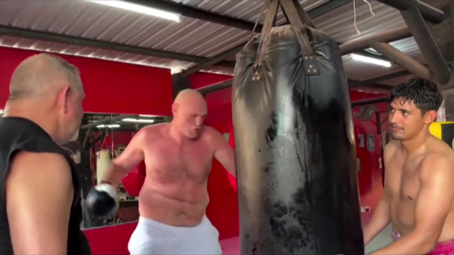 Tyson Fury back in training today looking like an absolute UNIT
