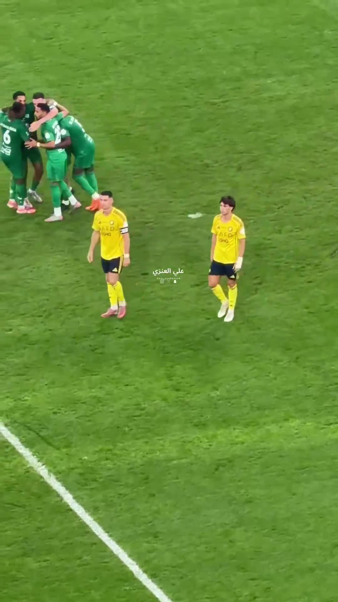 An Al Ahli team staff ran past Ronaldo & Felix and shouted “Messi” and Ronaldo went to confront him