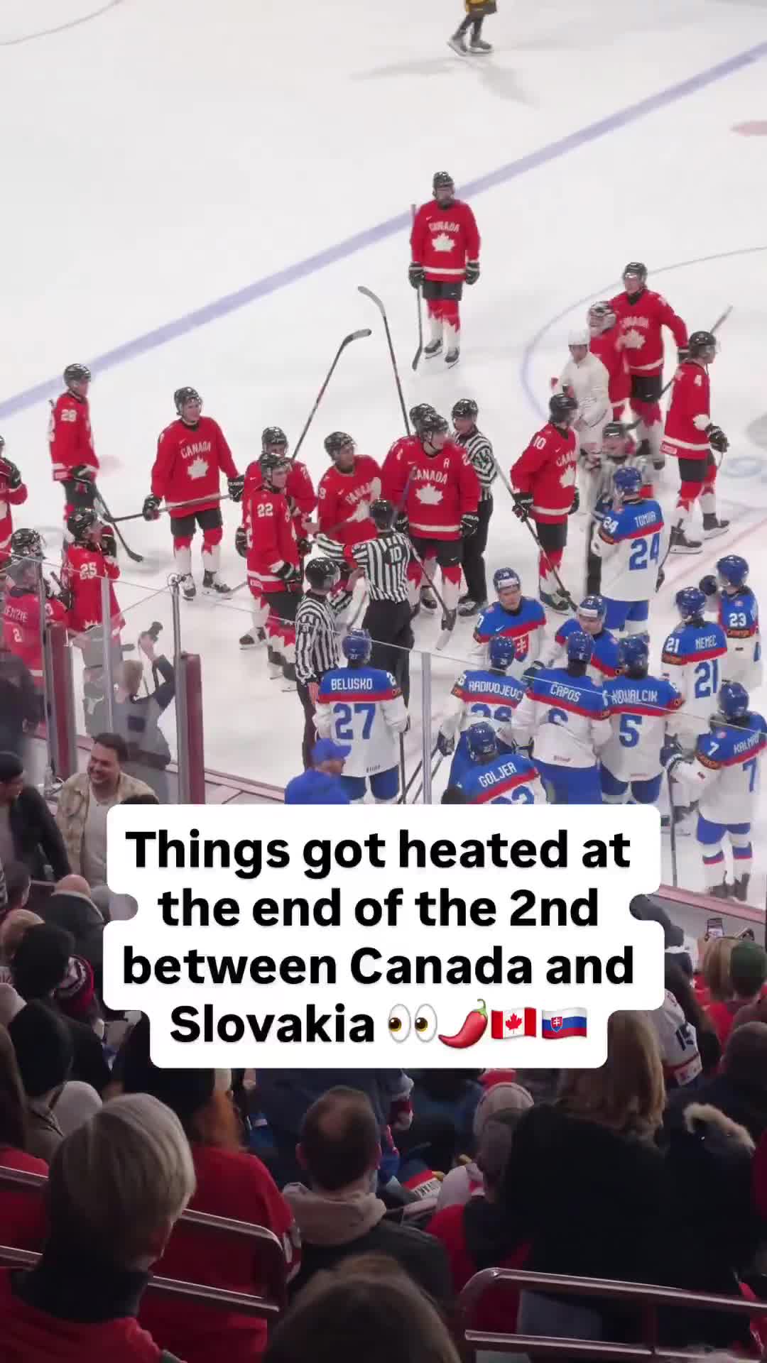 Things got heated between Team Canada and Slovakia at the end of the second period