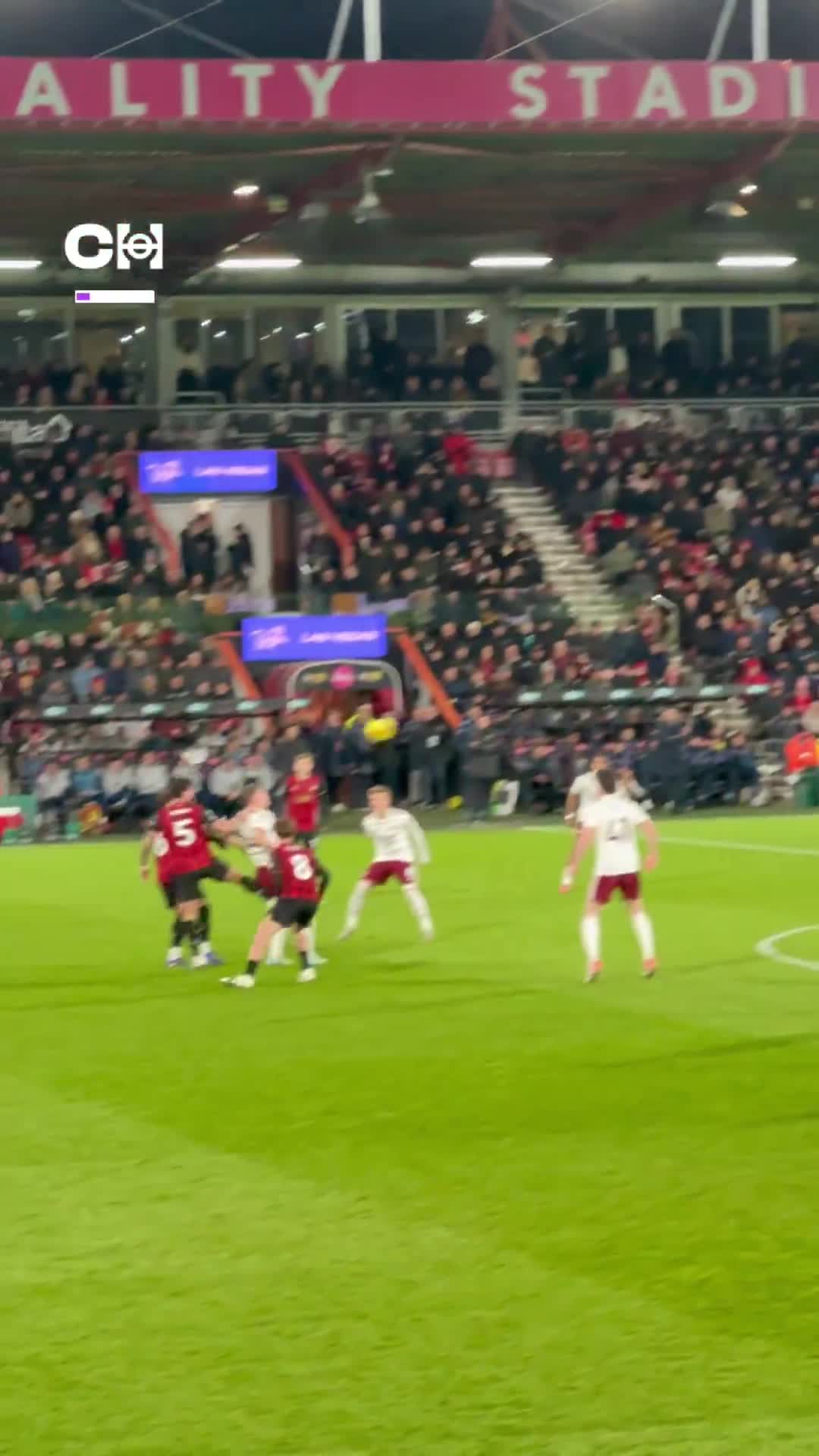 Declan Rice’s first goal vs Bournemouth, fan angle