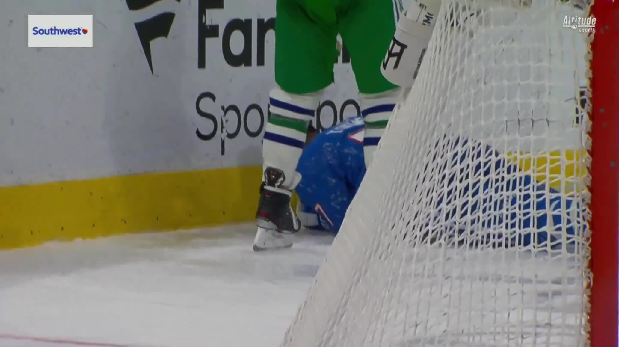 Devon Toews has left the game after going hard into the boards legs-first from a Nikolaj Ehlers trip