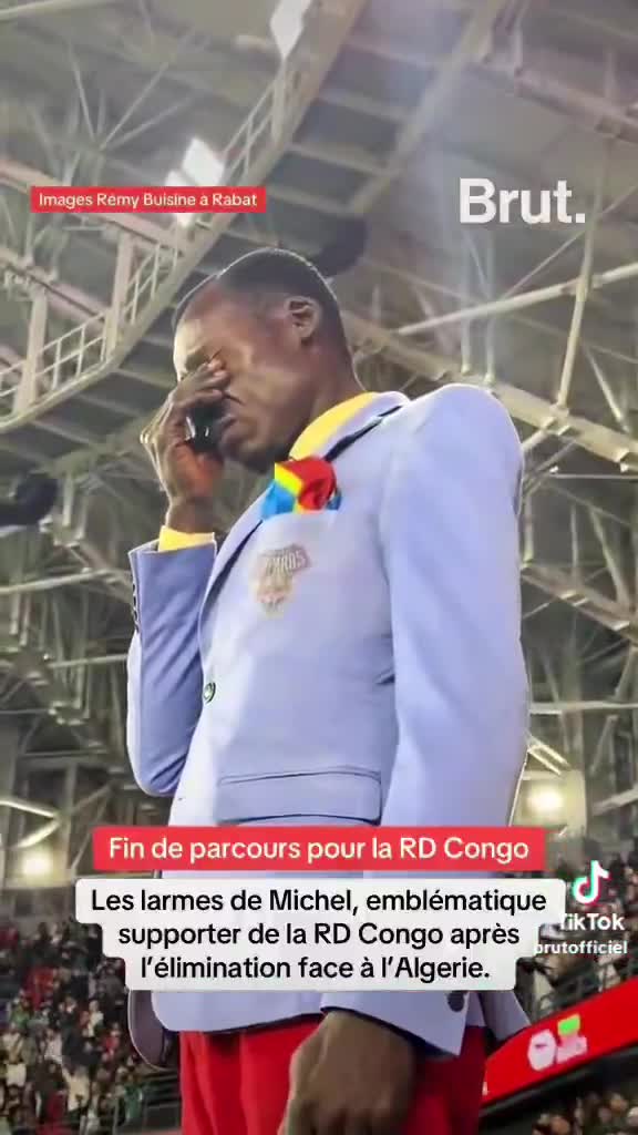 DR Congo knocked out of AFCON, but fan Michel Nkuka Mboladinga stood for 120 minutes in the stands before Algeria won in the 119th minute