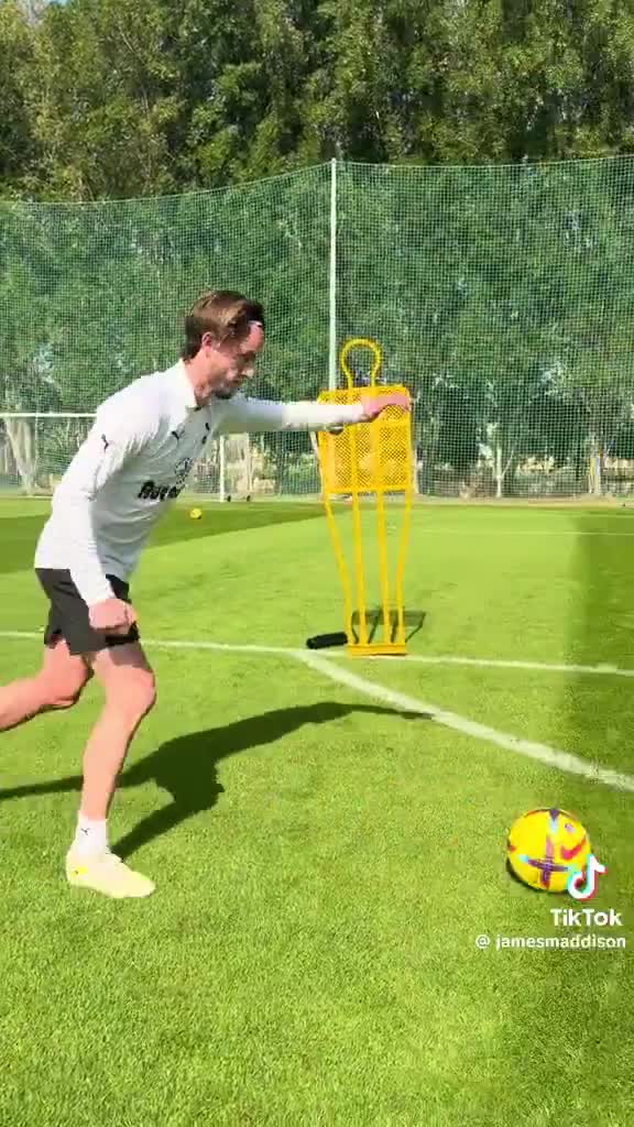 James Maddison back with a ball at his f...